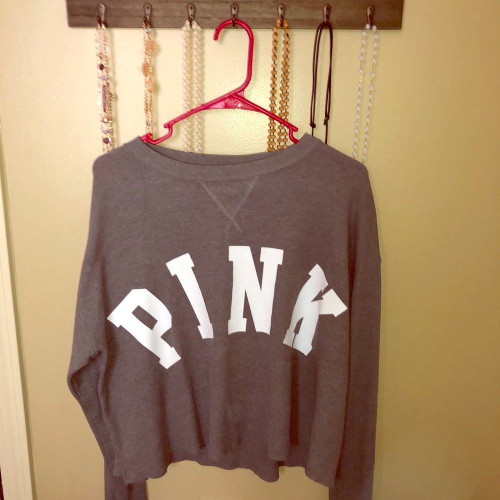 Pink gray sweater! (Cropped)